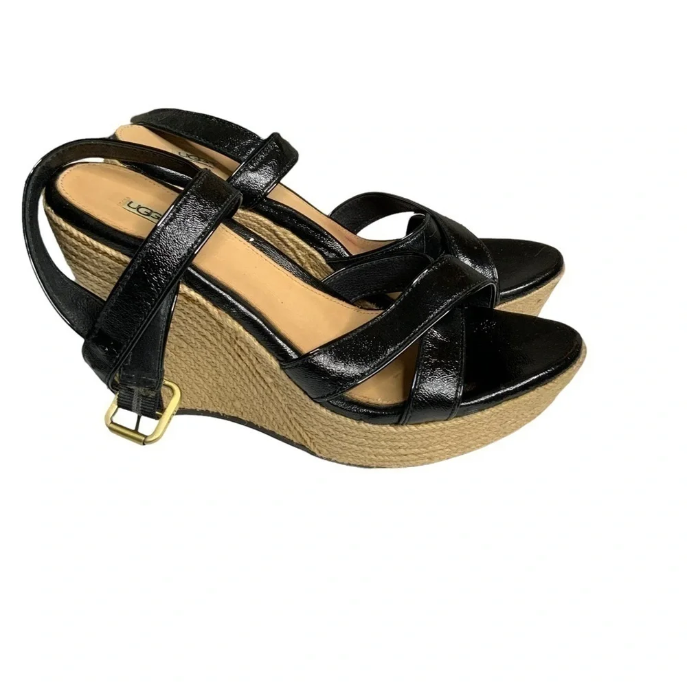 Ugg leather wedge sandals. Ankle straps with open toes.